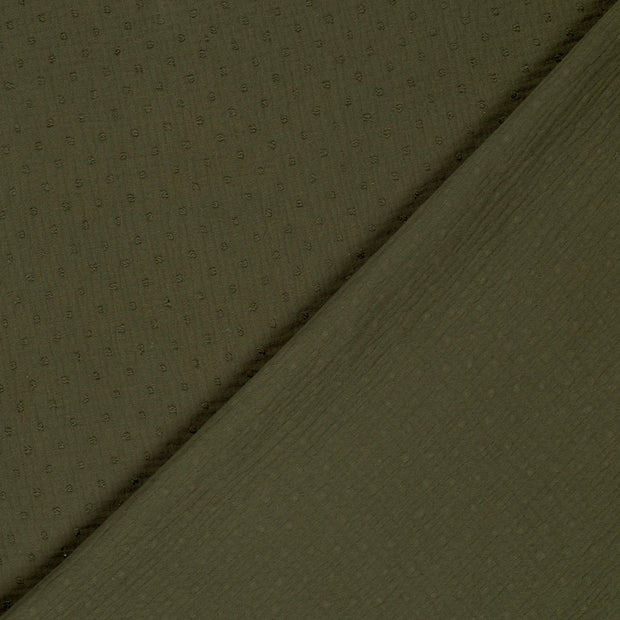 Double Gauze Dobby Dots Khaki Green