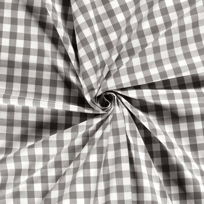 Cotton Poplin Gingham Dark Grey 10 mm