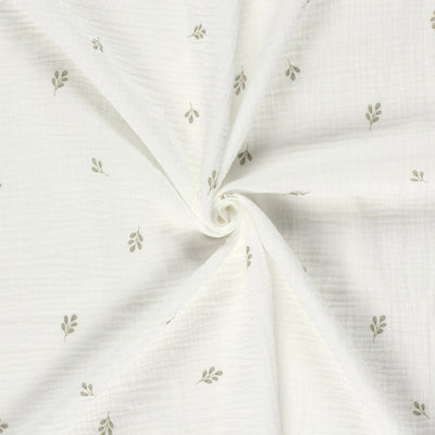 Double Gauze Printed Twigs Off White