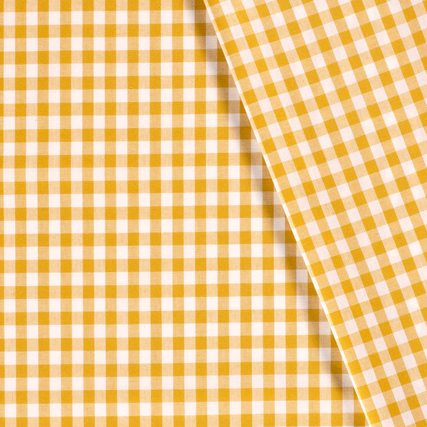 Cotton Poplin Gingham Ochre 5 mm