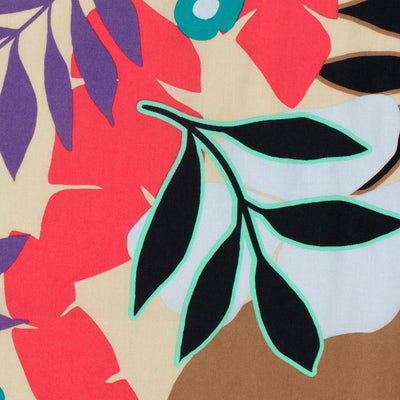 Cotton Satin Printed Abstract Dark Red