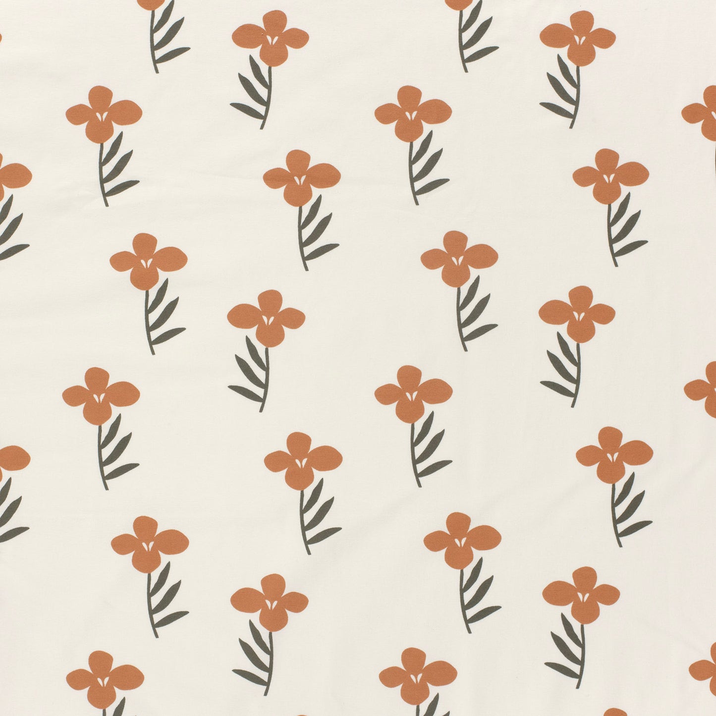 Cotton Jersey Printed Big Flowers Off White