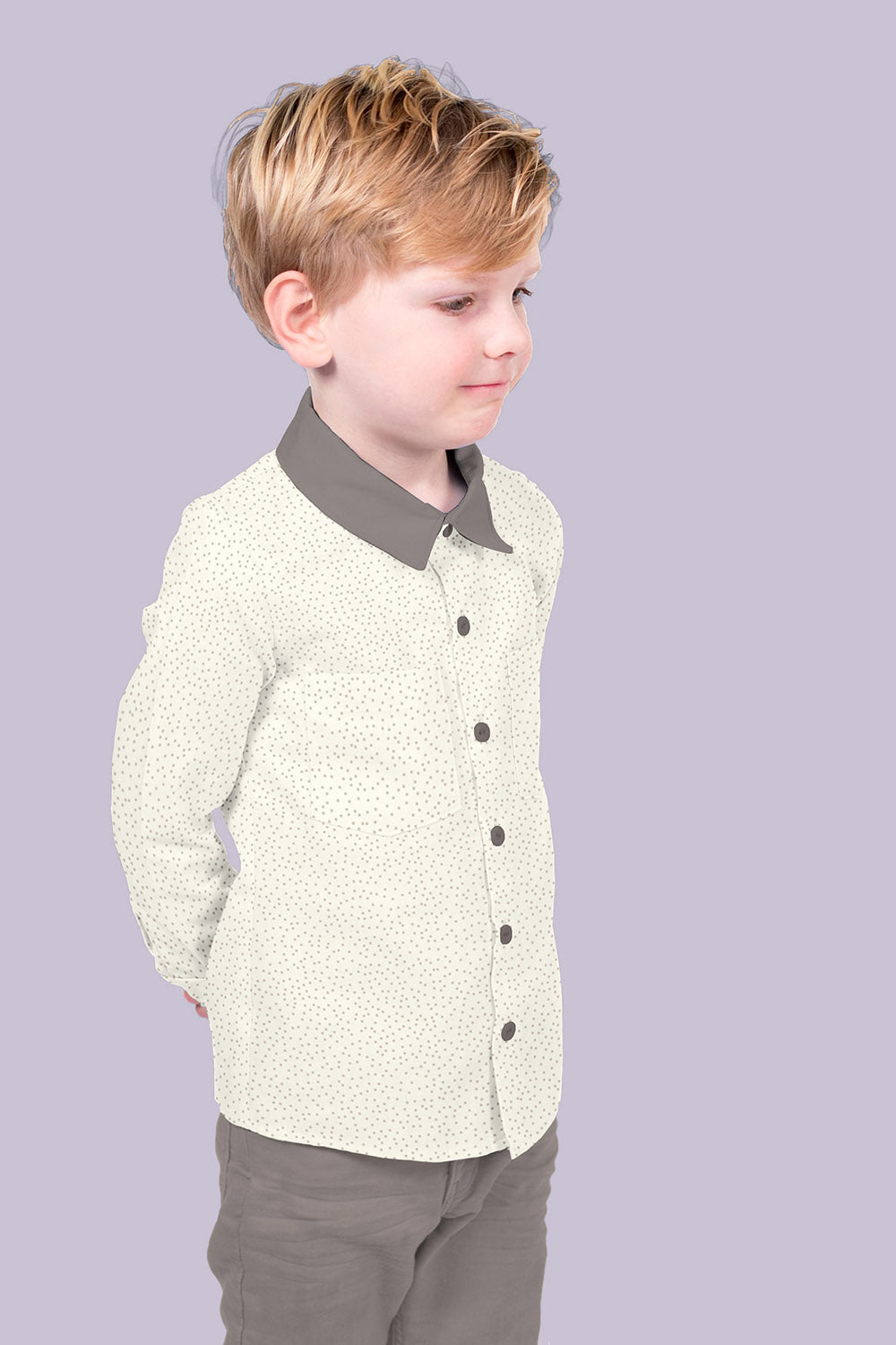 Cotton Poplin Printed Dots Off White