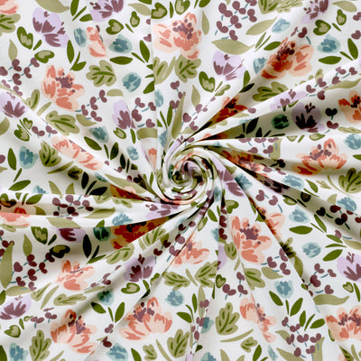 French Terry Printed Flowers Off White