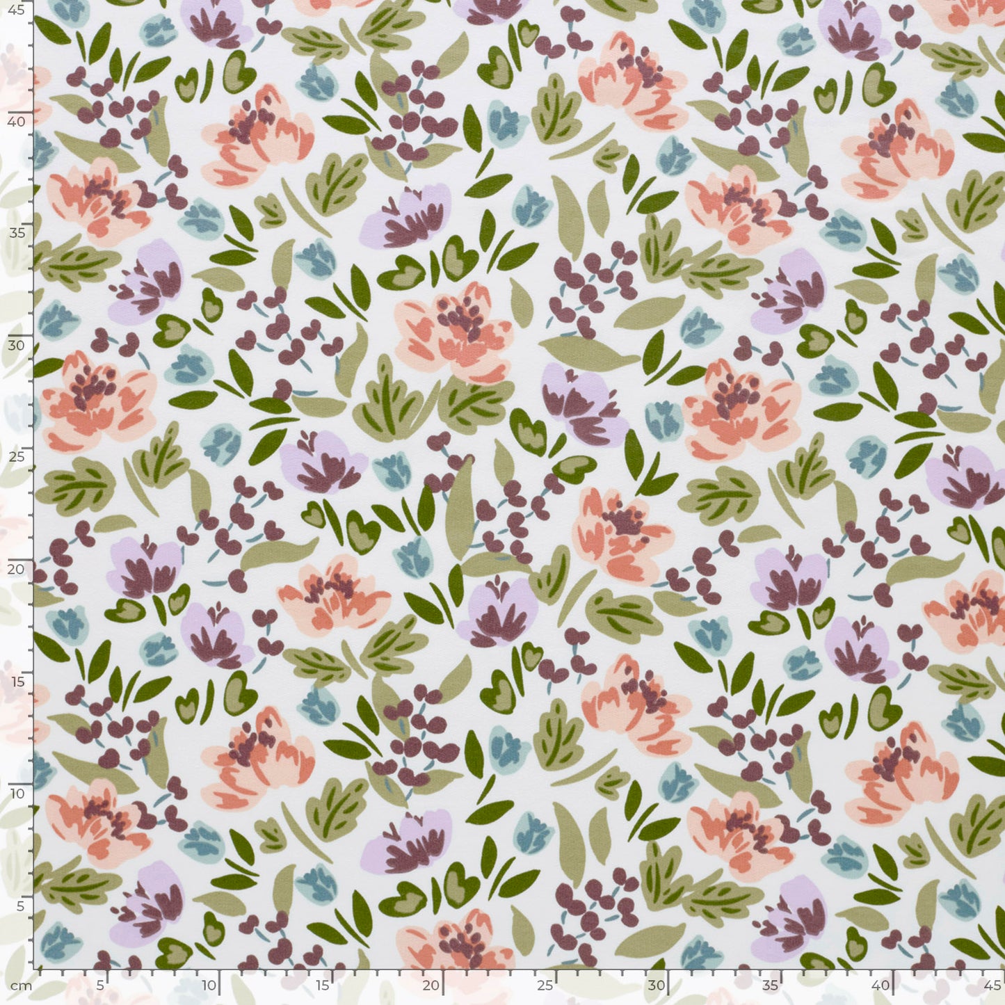 French Terry Printed Flowers Off White