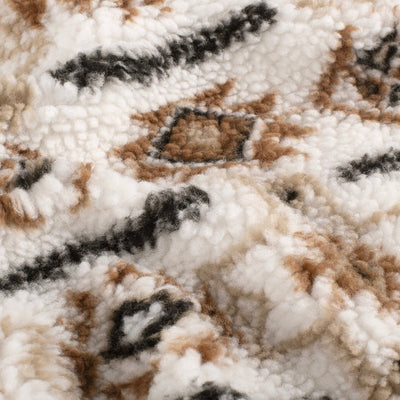Sherpa Fleece Jacquard Abstract Off White