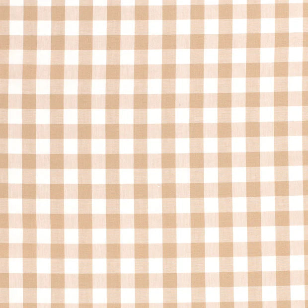 Cotton Poplin Gingham Camel 10 mm