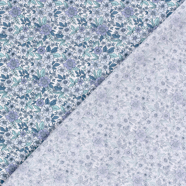 Cotton Poplin Printed Flowers Cobalt