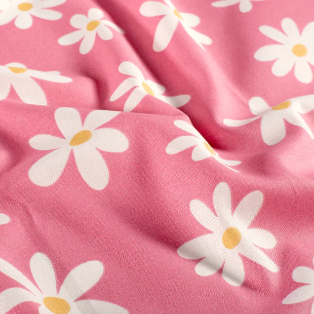 Cotton Poplin Printed Flowers Pink