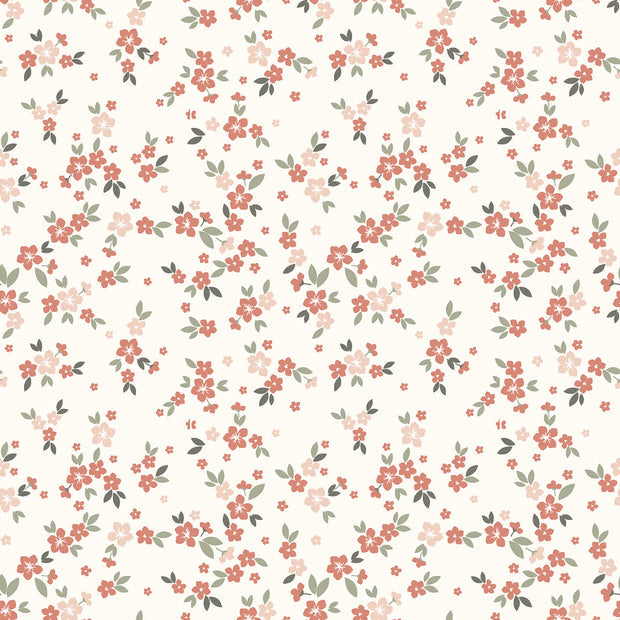 Cotton Jersey Printed Flowers Off White