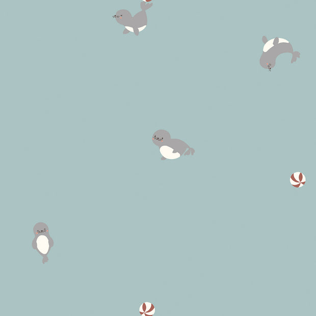 Cotton Jersey Printed Animals Baby Blue