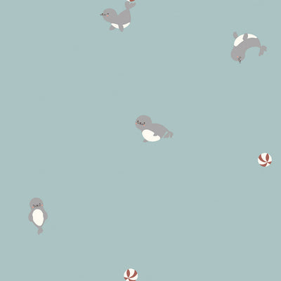 Cotton Jersey Printed Animals Baby Blue