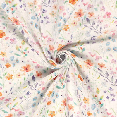 Double Gauze Printed Flowers Off White