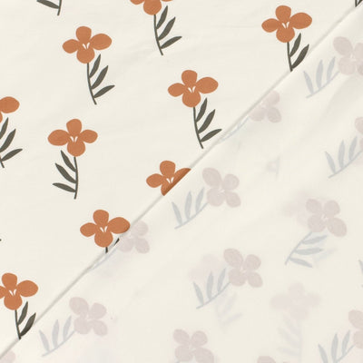 Cotton Jersey Printed Big Flowers Off White - Lametru.ro