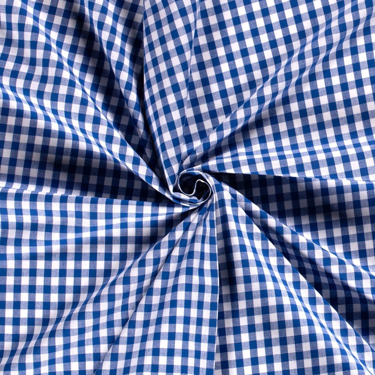 Cotton Poplin Gingham Cobalt 10 mm - Lametru.ro