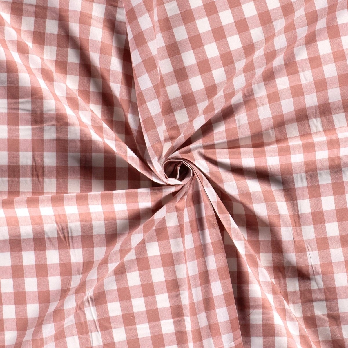 Cotton Poplin Gingham Old Pink 20 mm - Lametru.ro