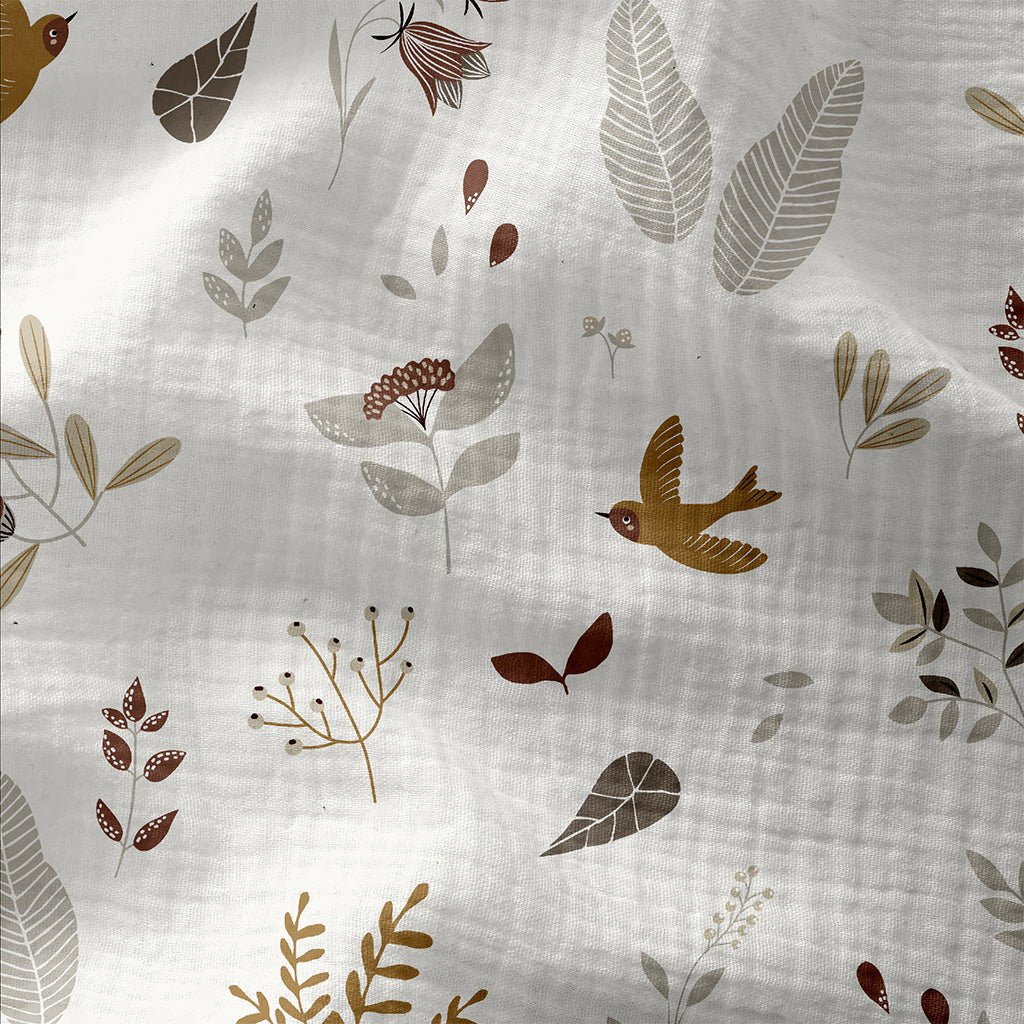 Double Gauze Printed Elisa Ecru / Gray - Lametru.ro