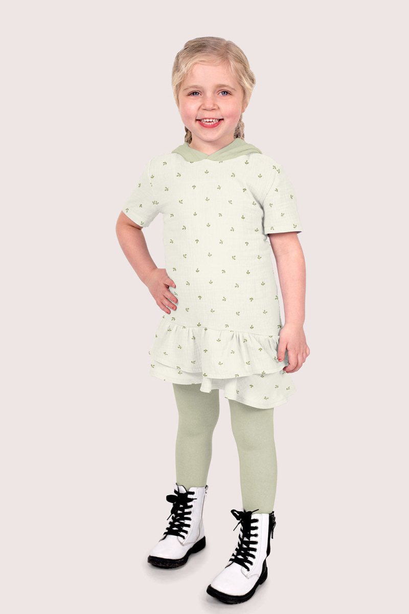 Double Gauze Printed Leaves Off White - Lametru.ro