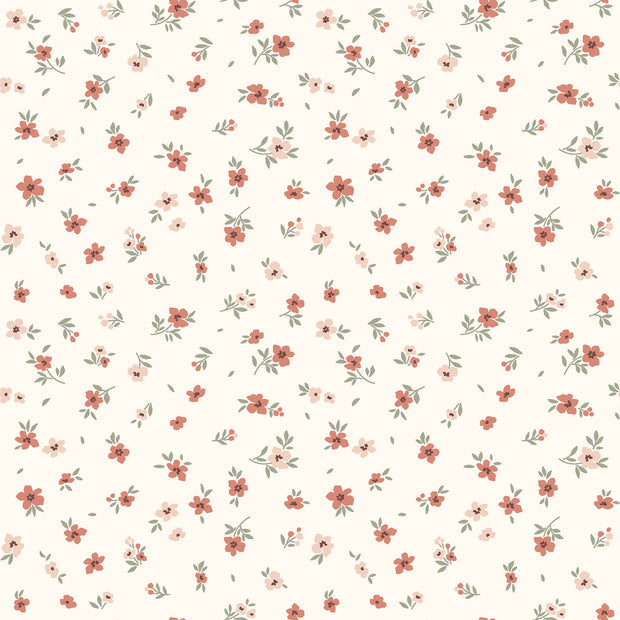 Cotton Jersey Pointelle Small Flowers Off White