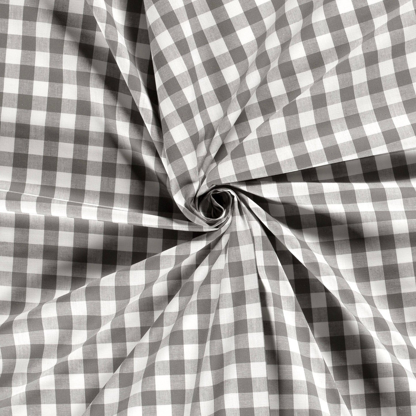 Cotton Poplin Gingham Dark Grey 10 mm