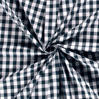 Cotton Poplin Gingham Navy 10 mm