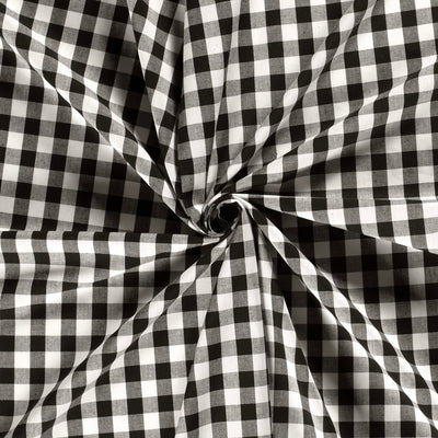 Cotton Poplin Gingham Black 10 mm