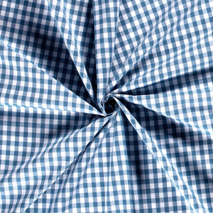 Cotton Poplin Gingham Indigo 5 mm