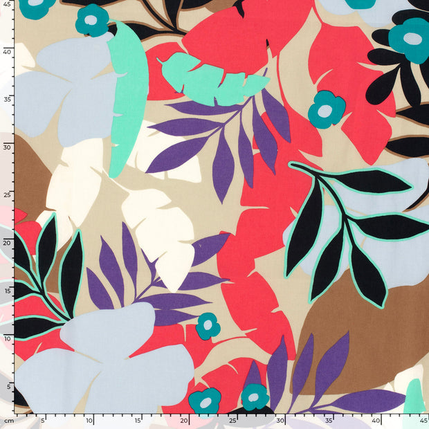 Cotton Satin Printed Abstract Dark Red