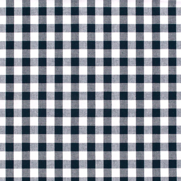 Cotton Poplin Gingham Navy 10 mm