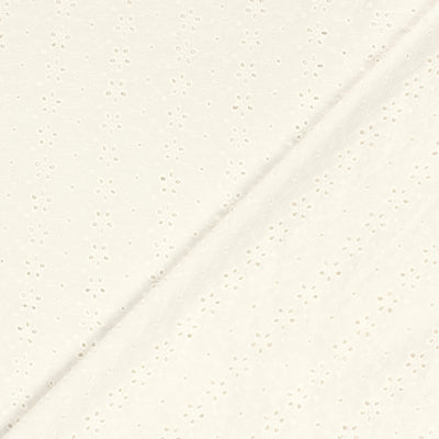 Cotton Poplin Embroidered Flowers Off White