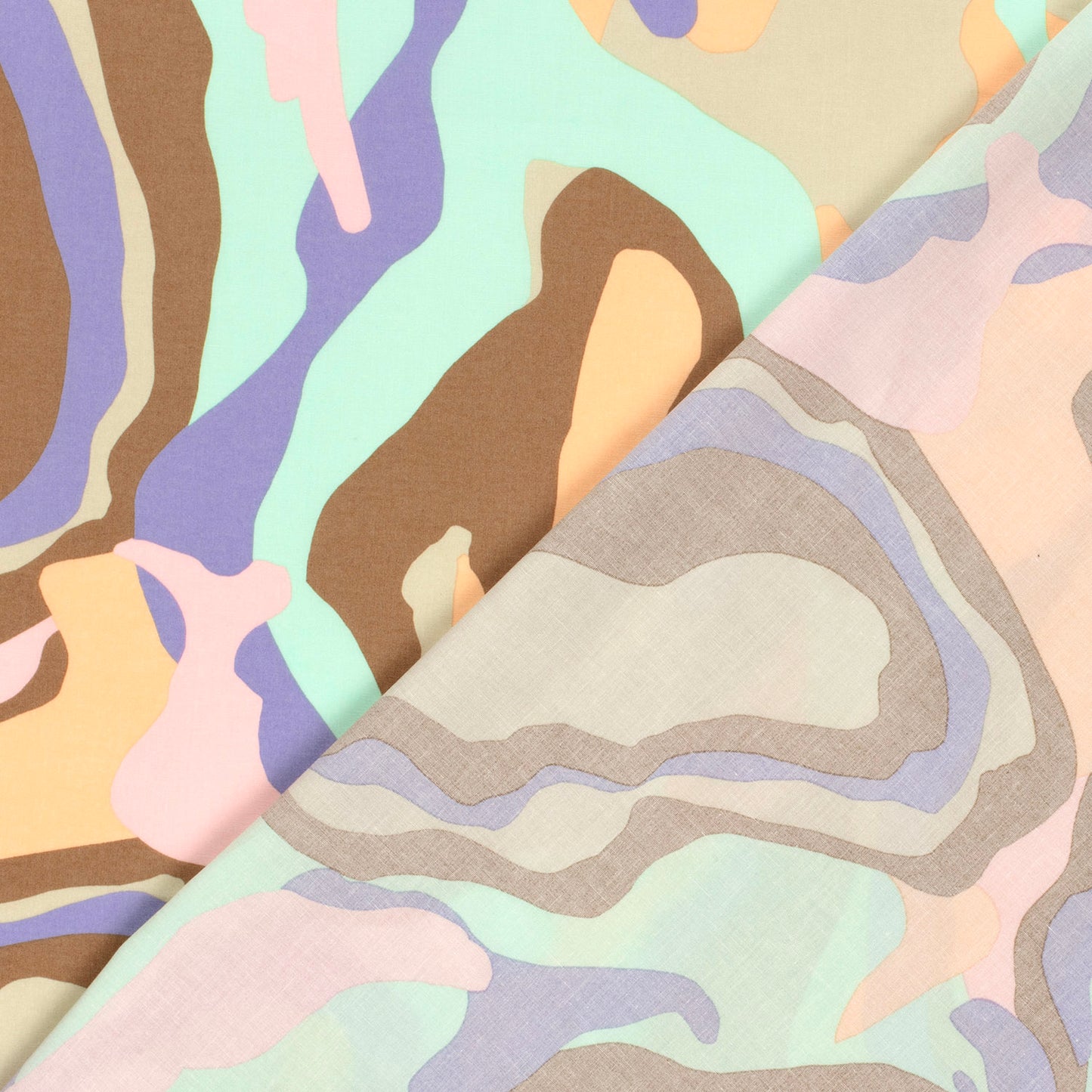 Cotton Satin Printed Abstract Mint