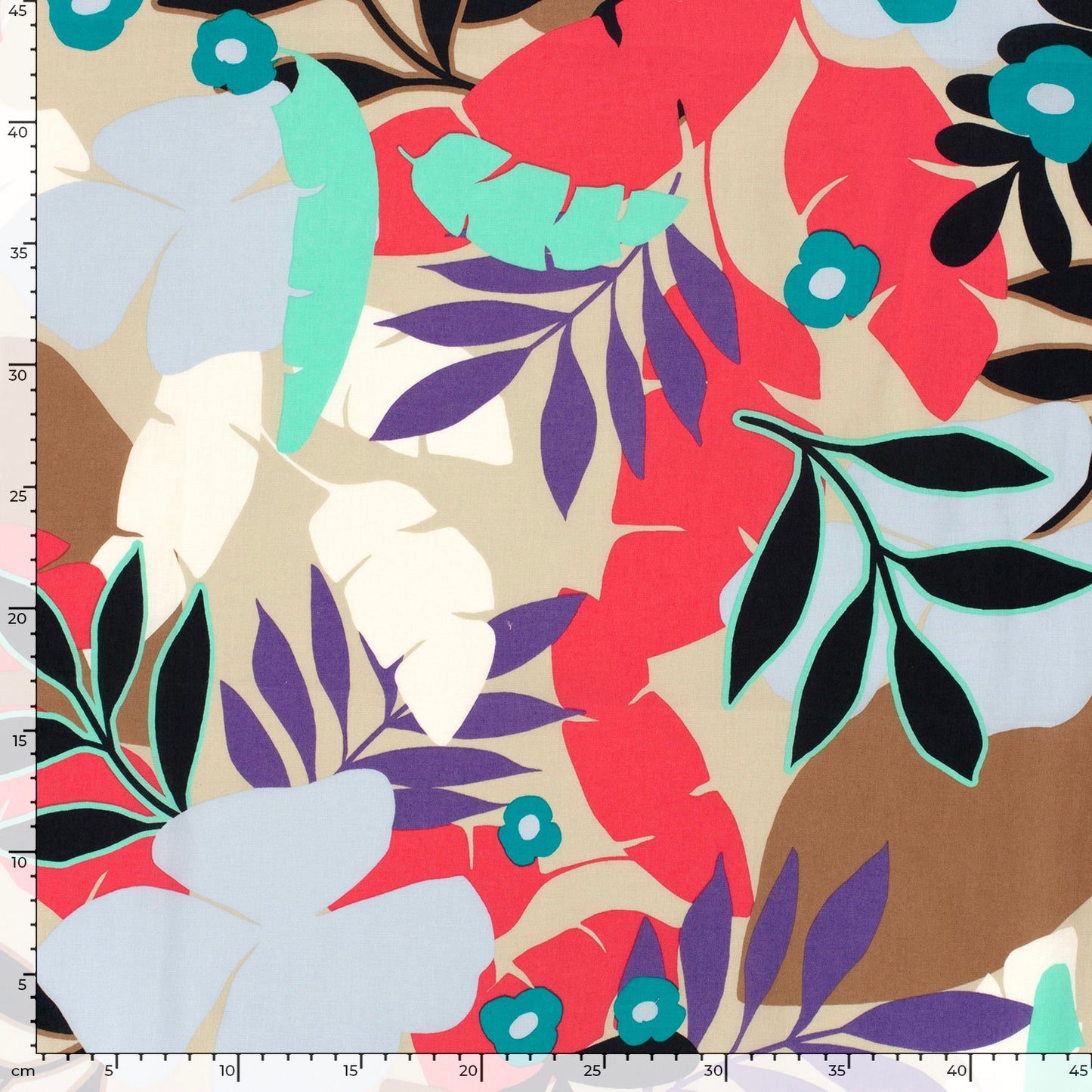 Cotton Satin Printed Abstract Dark Red