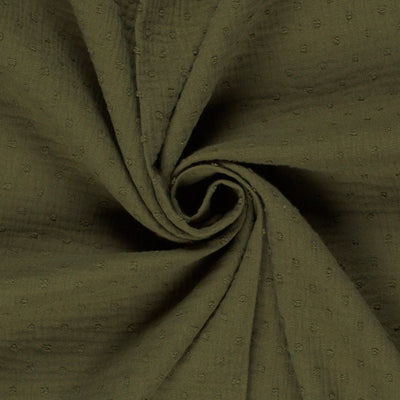 Double Gauze Dobby Dots Khaki Green