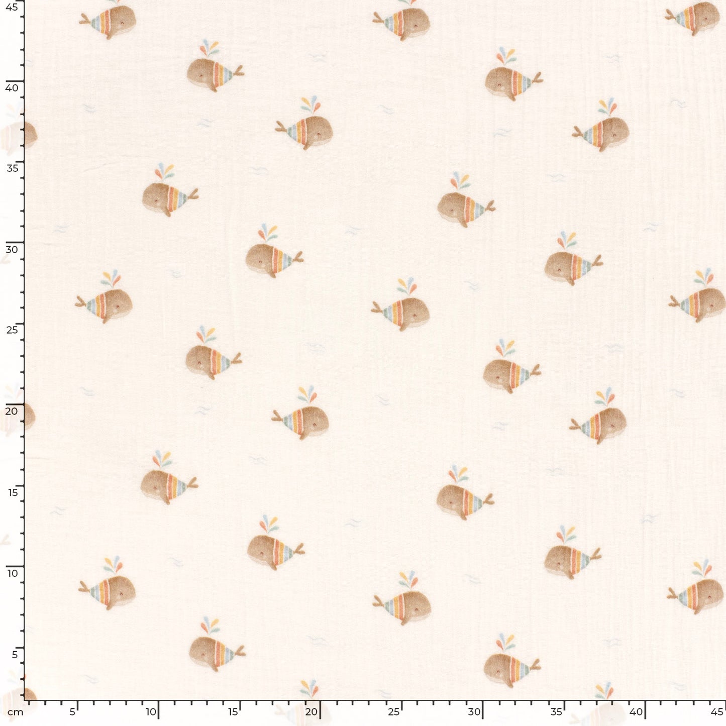 Double Gauze Printed Boho Whales Off White