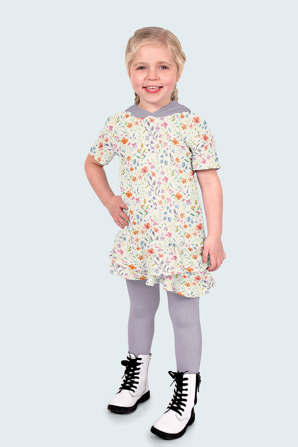 Double Gauze Printed Flowers Off White