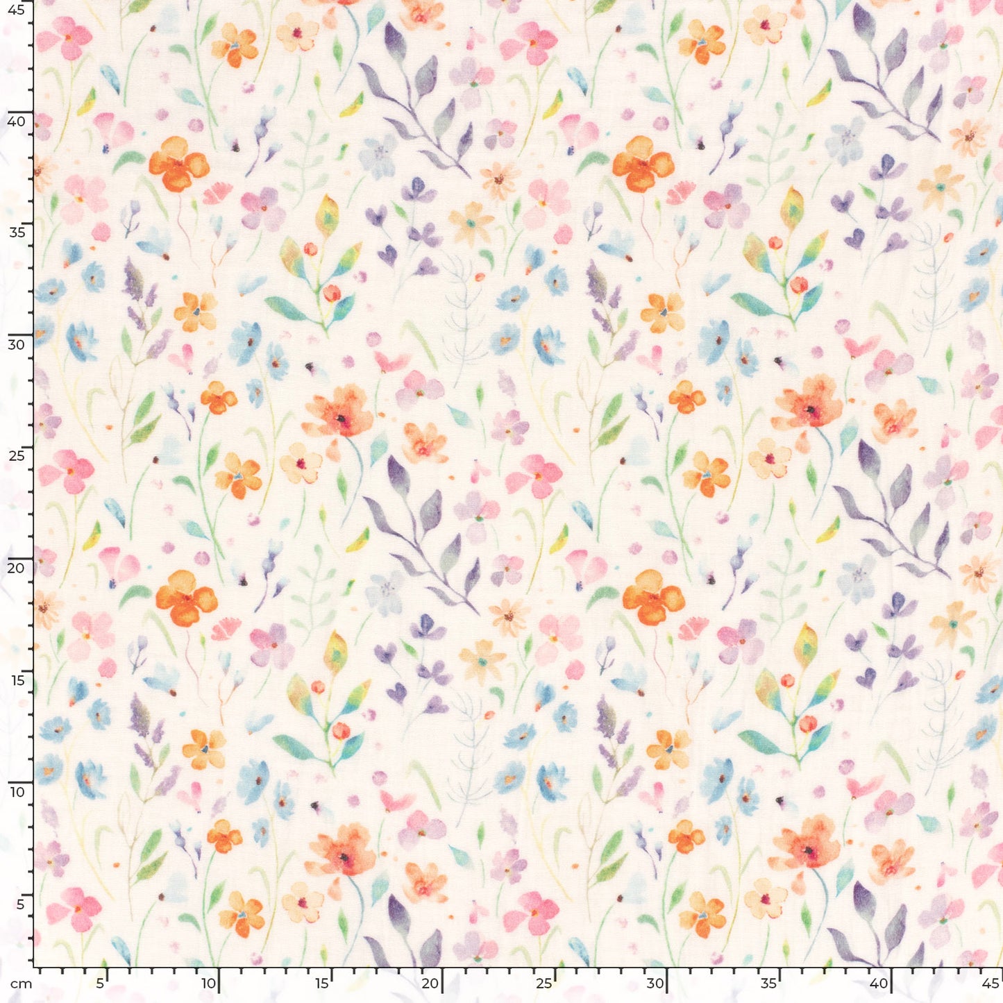 Double Gauze Printed Flowers Off White