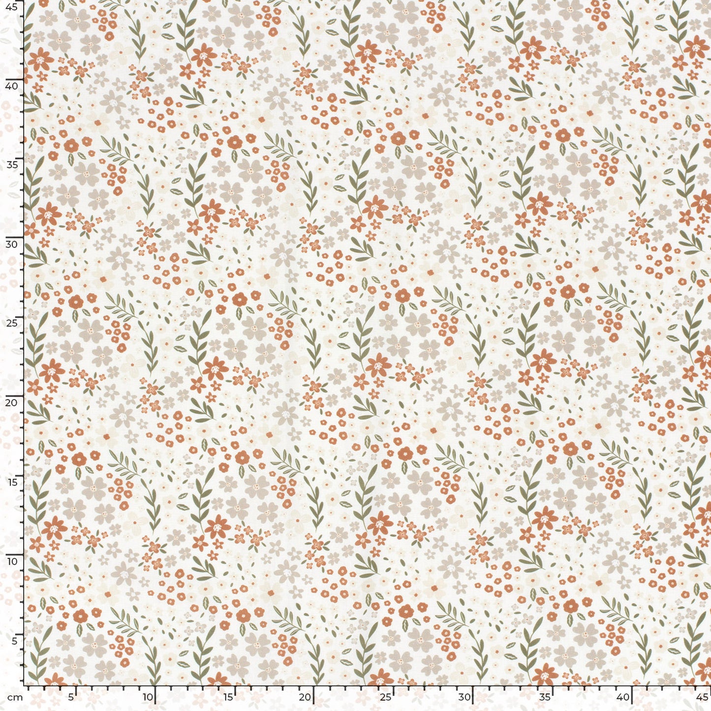 Cotton Poplin Printed Flowers Off White