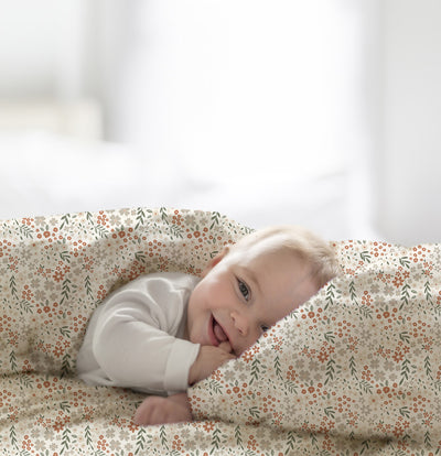 Cotton Poplin Printed Flowers Off White