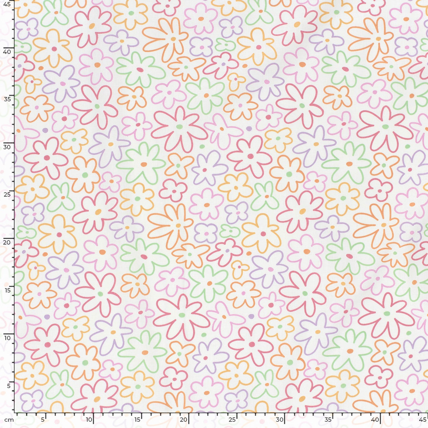 Cotton Poplin Printed Flowers Off White