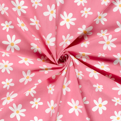 Cotton Poplin Printed Flowers Pink