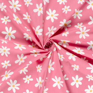 Cotton Poplin Printed Flowers Pink