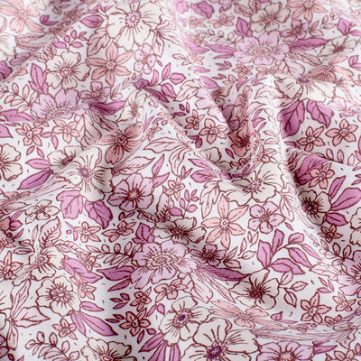 Cotton Poplin Printed Flowers Pink