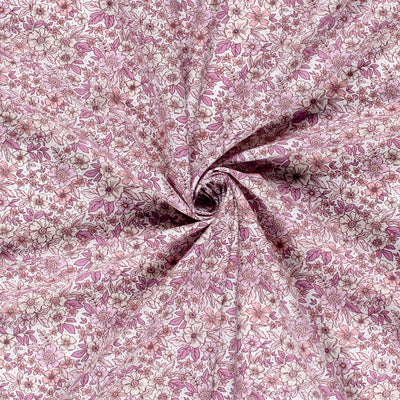 Cotton Poplin Printed Flowers Pink