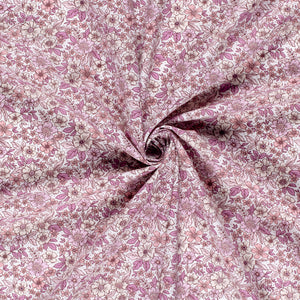 Cotton Poplin Printed Flowers Pink