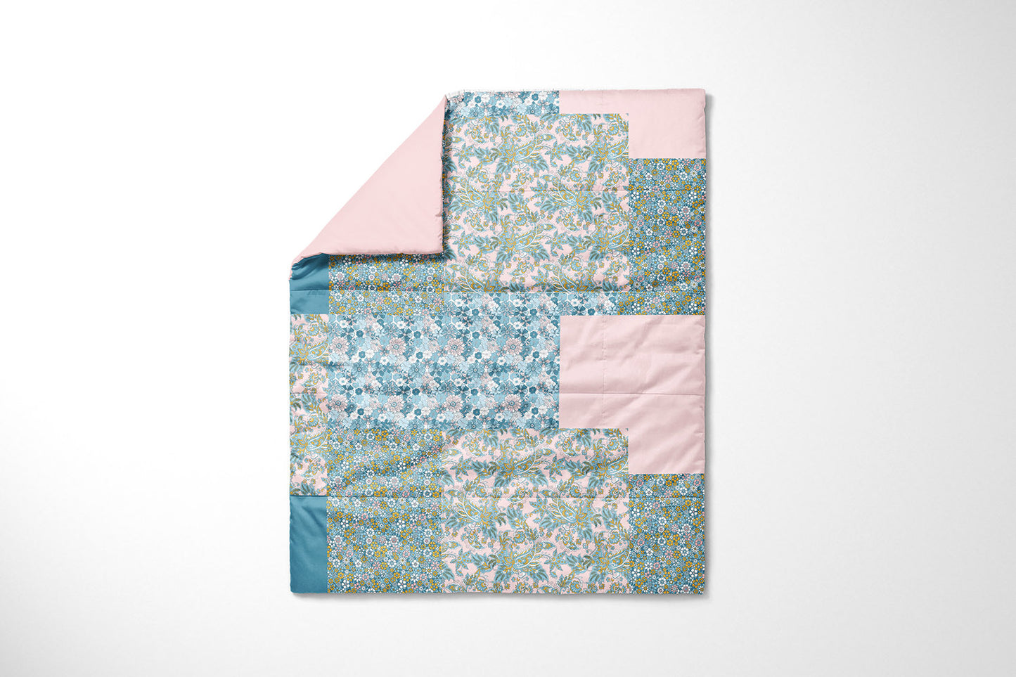 Cotton Poplin Printed Flowers Petrol