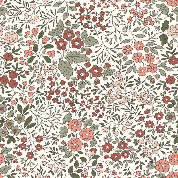 Cotton Jersey Printed Flowers Off White