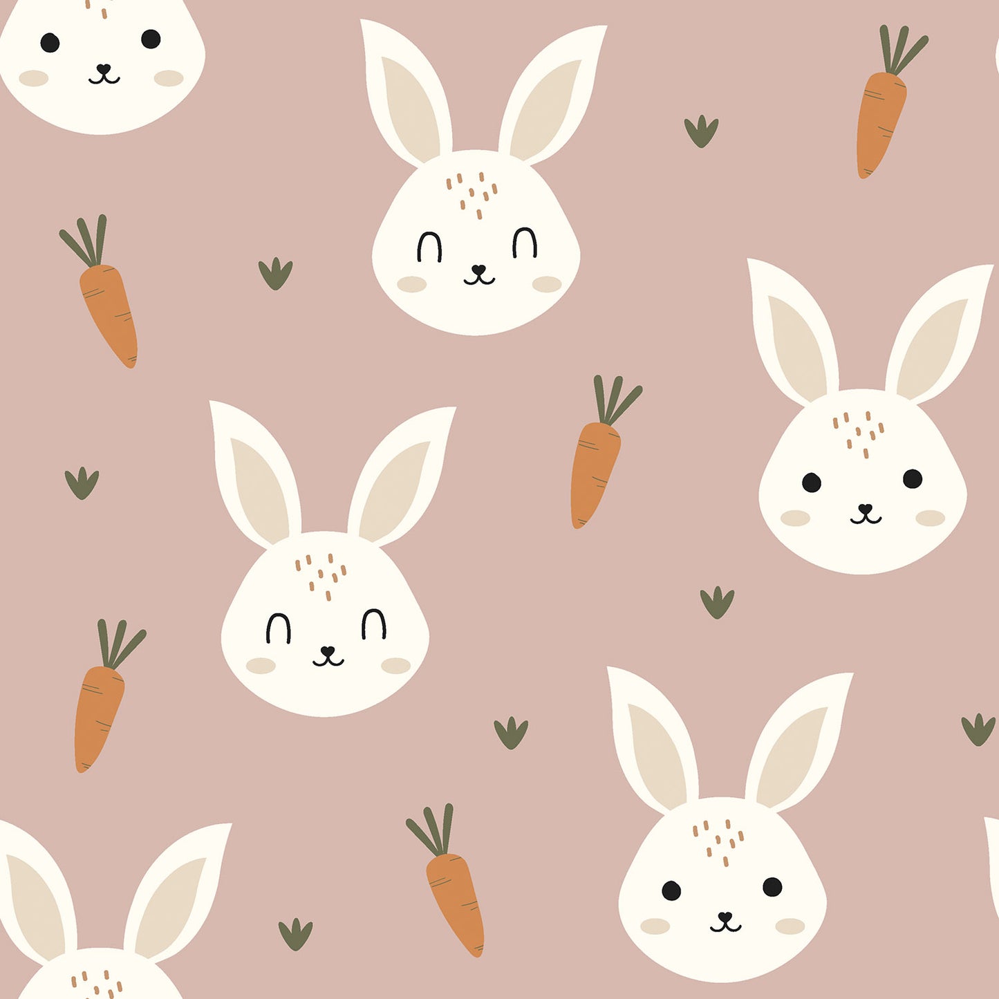 Waterproof Fabric Printed Rabbits Pink