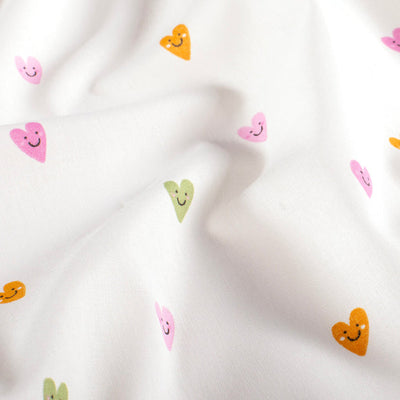 Cotton Poplin Printed Hearts Off-White