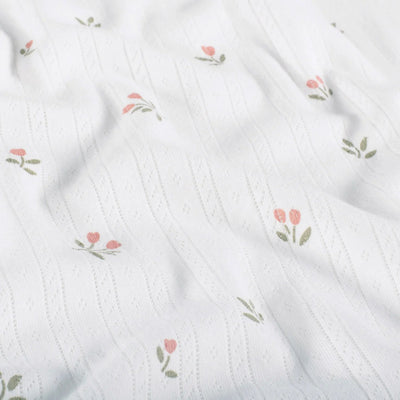 Cotton Jersey Pointelle Flowers Off White