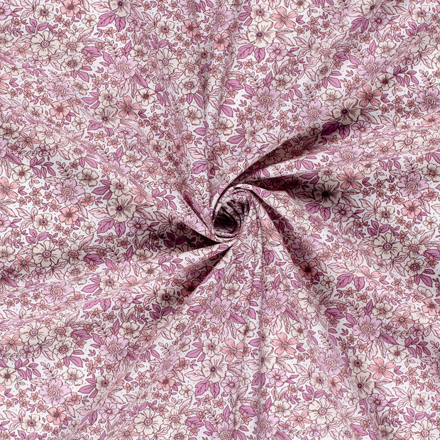 Cotton Poplin Printed Flowers Pink